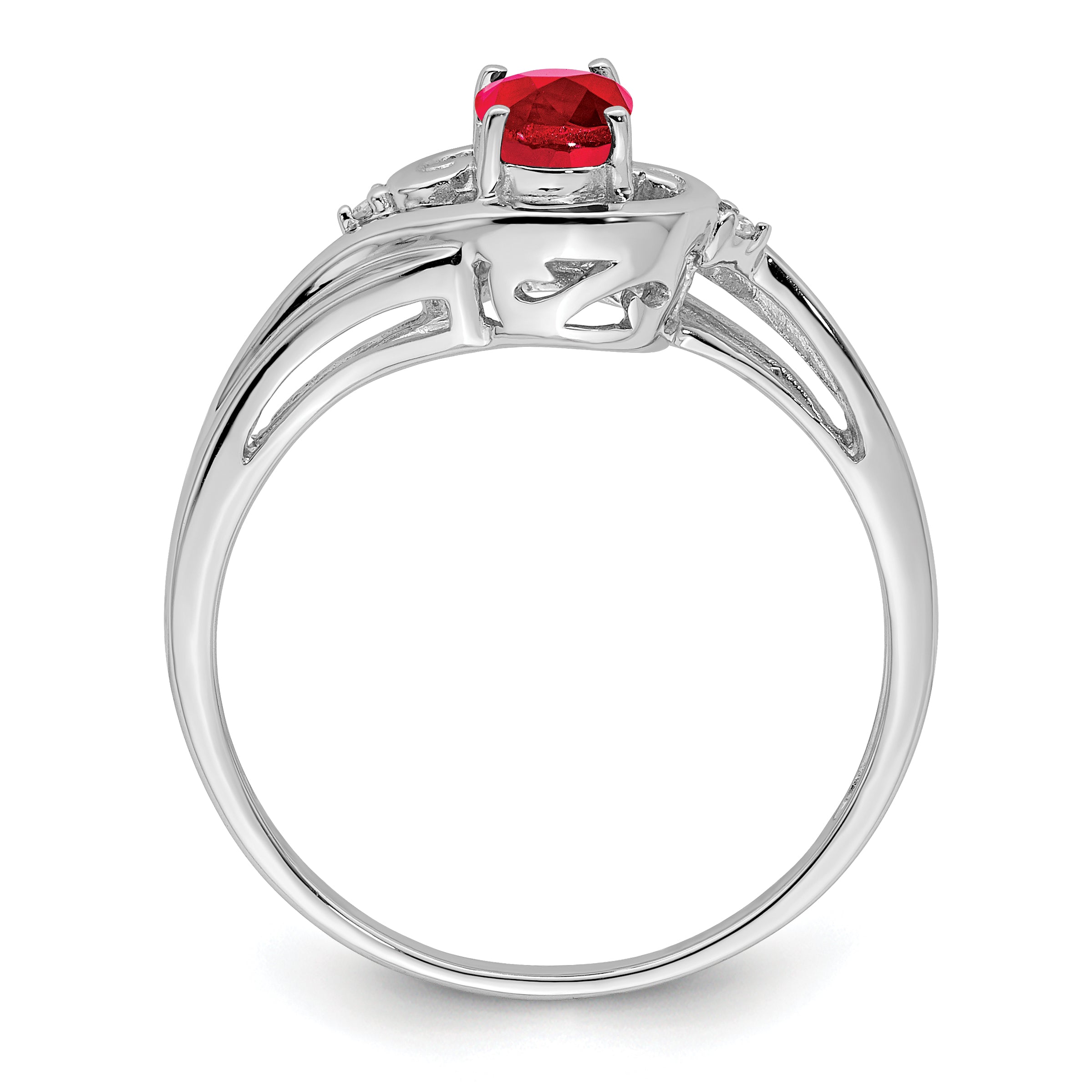 Sterling Silver Rhodium Plated Diamond & Ruby Ring Secondary image