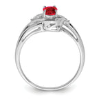 Sterling Silver Rhodium Plated Diamond & Ruby Ring