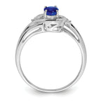 Sterling Silver Rhodium Plated Diamond & Sapphire Ring