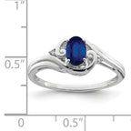 Sterling Silver Rhodium Plated Diamond & Sapphire Ring