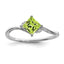 Sterling Silver Rhodium Plated Diamond & Peridot Square Ring