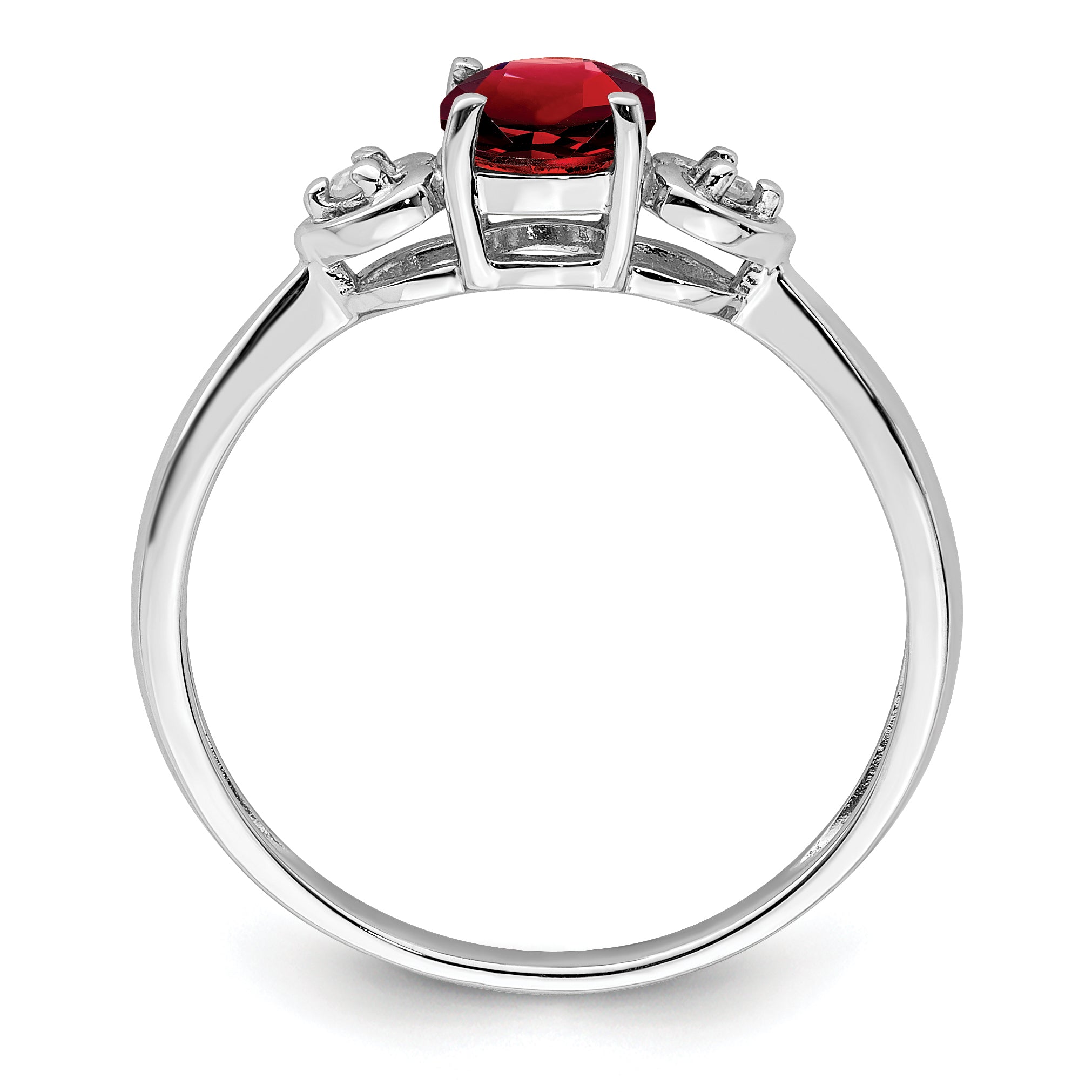 Sterling Silver Rhodium Plated Diamond and Garnet Ring Secondary image