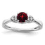 Sterling Silver Rhodium Plated Diamond and Garnet Ring