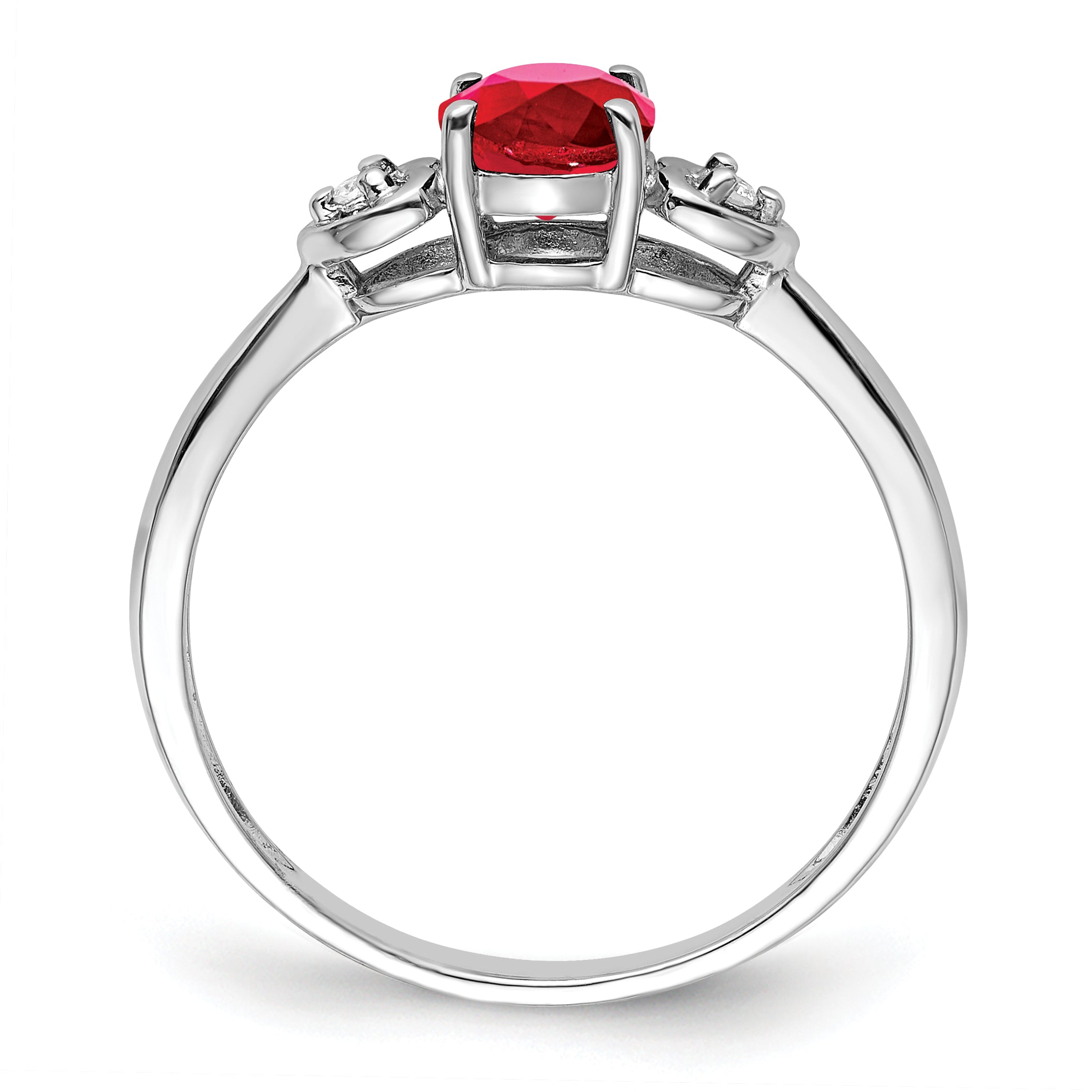 Sterling Silver Rhodium Plated Diamond and Ruby Ring Secondary image