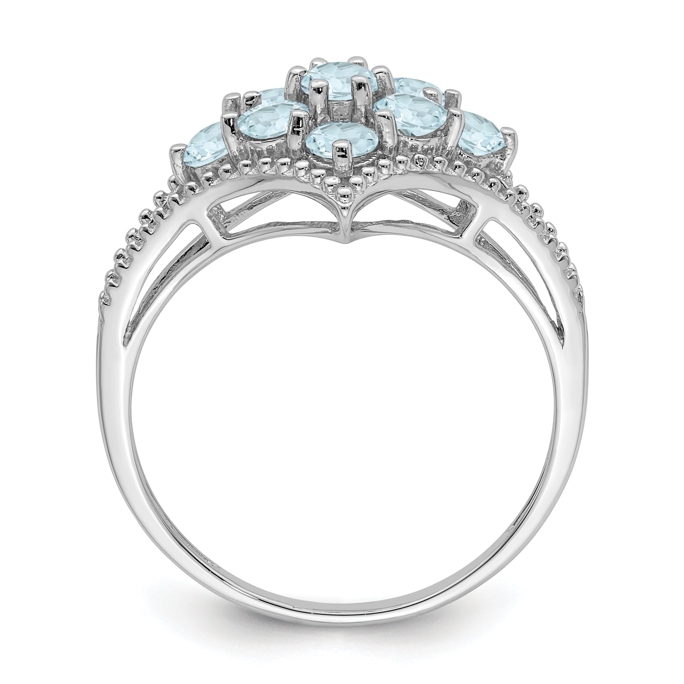 Sterling Silver Rhodium Aquamarine Ring Secondary image