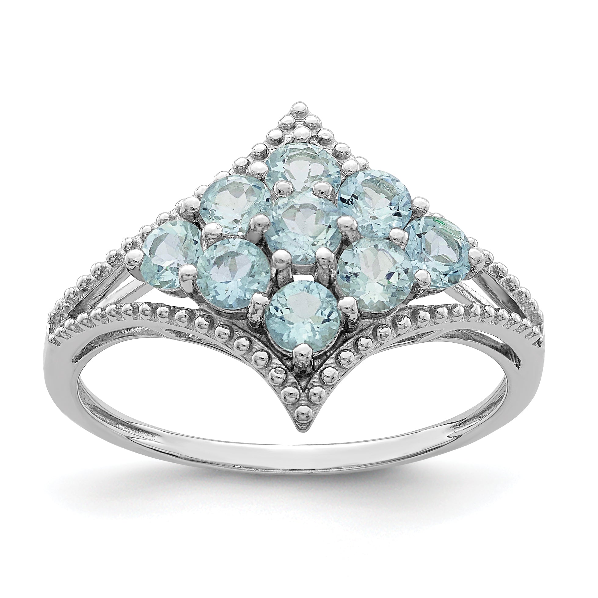 Sterling Silver Rhodium Aquamarine Ring Main image