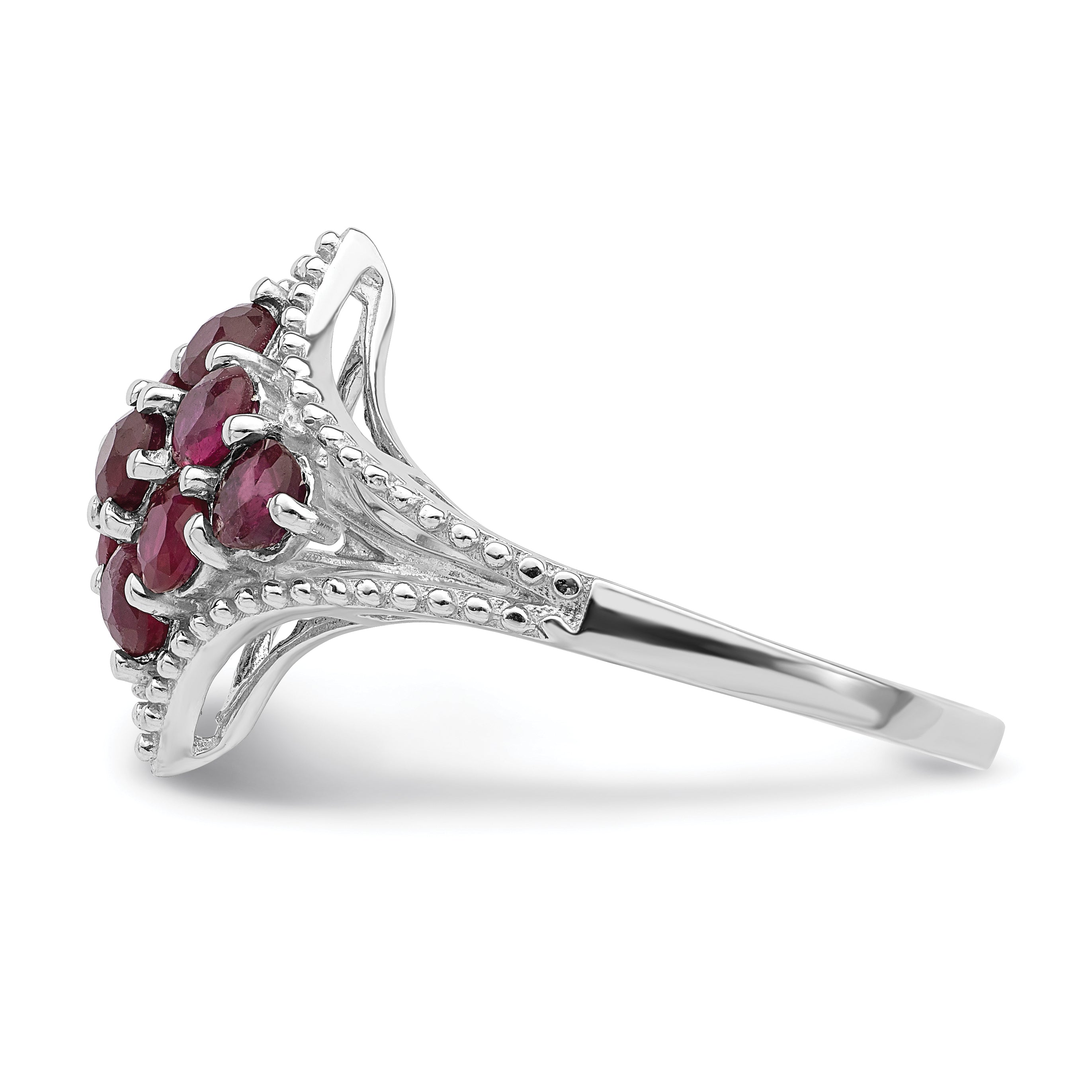 Sterling Silver Rhodium-plated Created Ruby Ring