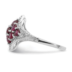 Sterling Silver Rhodium-plated Created Ruby Ring