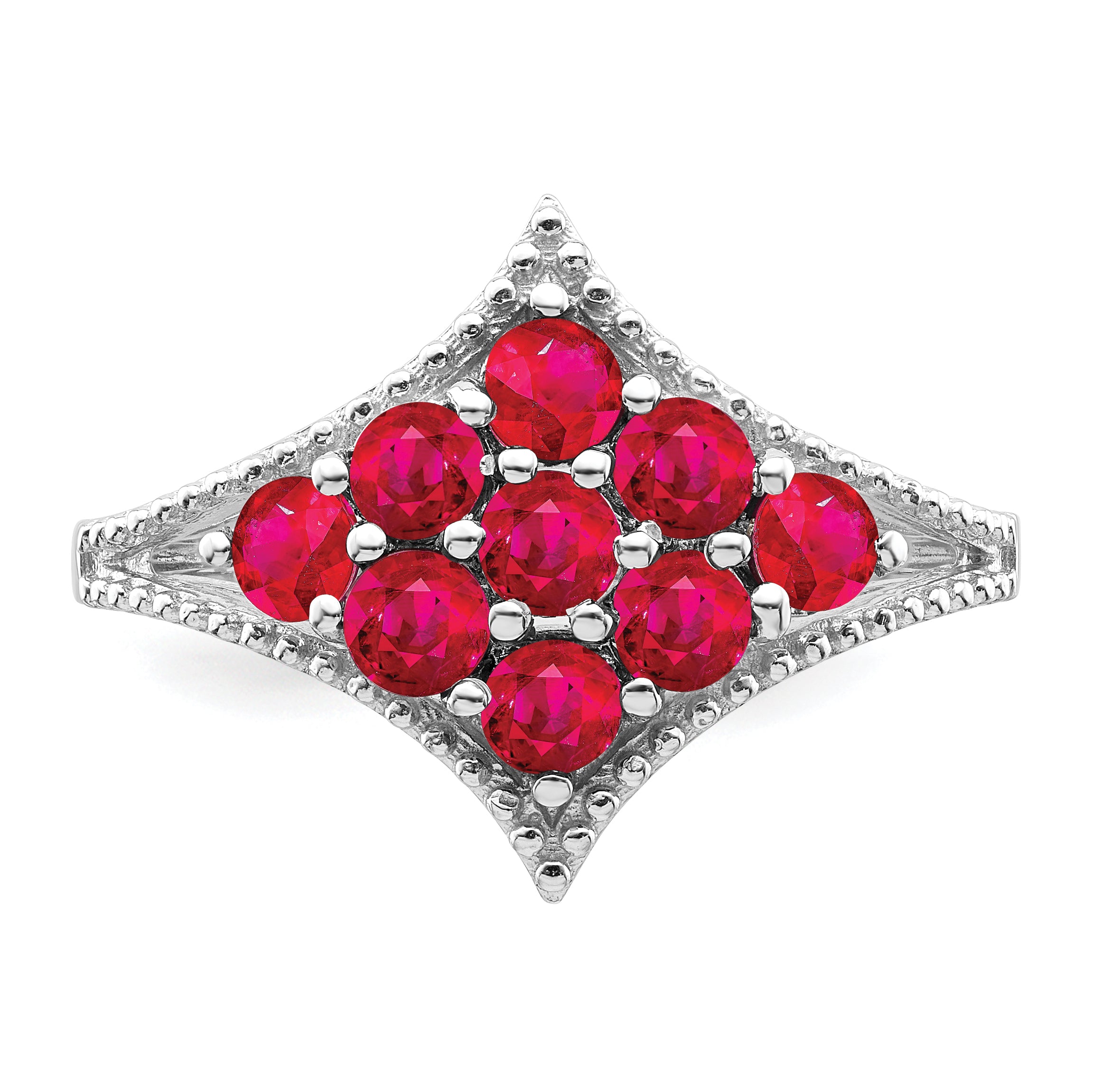 Sterling Silver Rhodium-plated Created Ruby Ring
