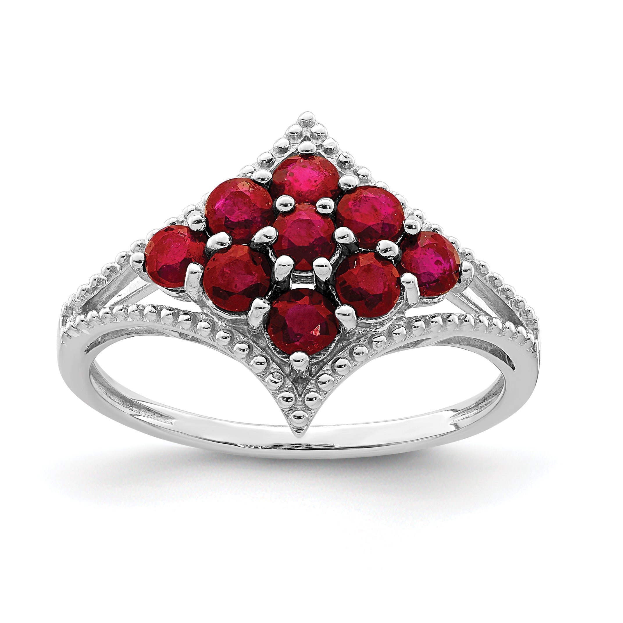 Sterling Silver Rhodium-plated Created Ruby Ring Main image