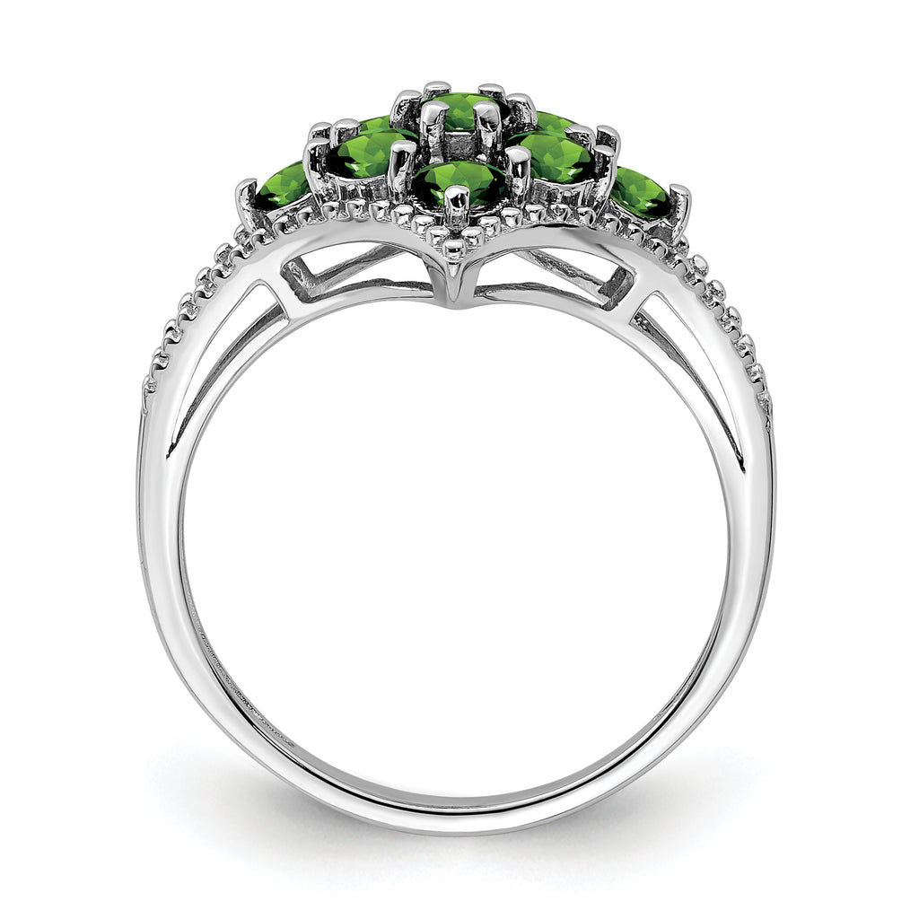 Sterling Silver Rhodium-Plated Plated Tsavorite Ring
