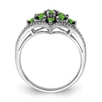 Sterling Silver Rhodium-Plated Plated Tsavorite Ring