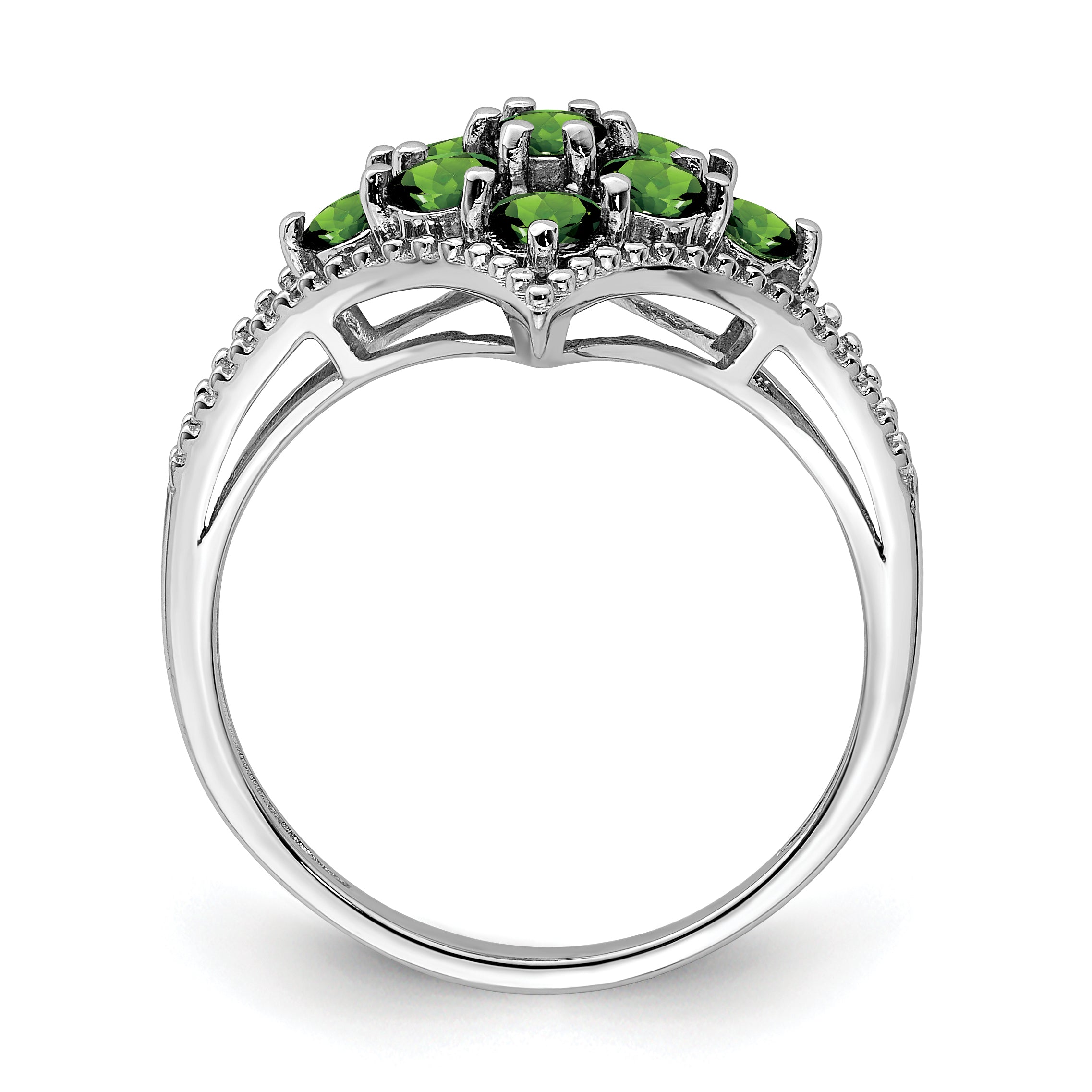 Sterling Silver Rhodium-Plated Plated Tsavorite Ring