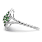 Sterling Silver Rhodium-Plated Plated Tsavorite Ring