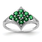 Sterling Silver Rhodium-Plated Plated Tsavorite Ring