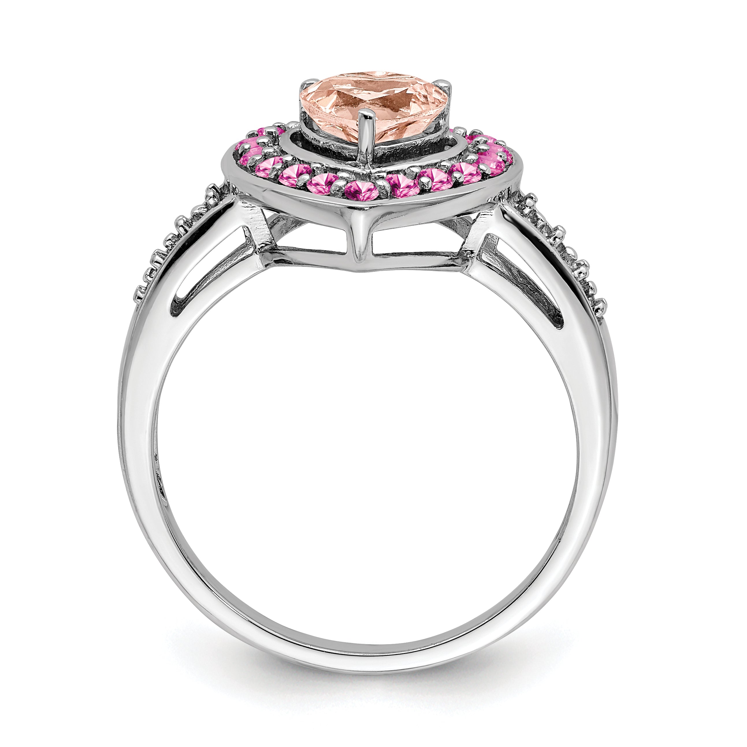 Sterling Silver Rhodium Morganite Heart Ring Secondary image