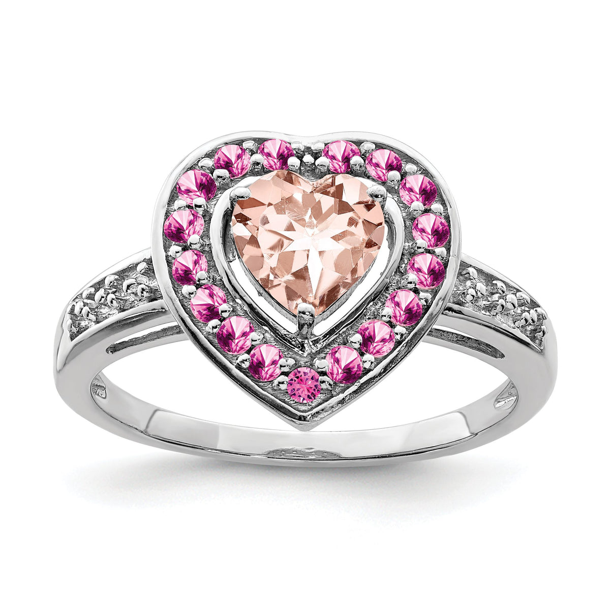 Morganite Heart Ring in Sterling Silver - Sophia Jewelers Main image
