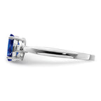 Sterling Silver Rhodium-Plated Plated Diamond & Sapphire Oval Ring