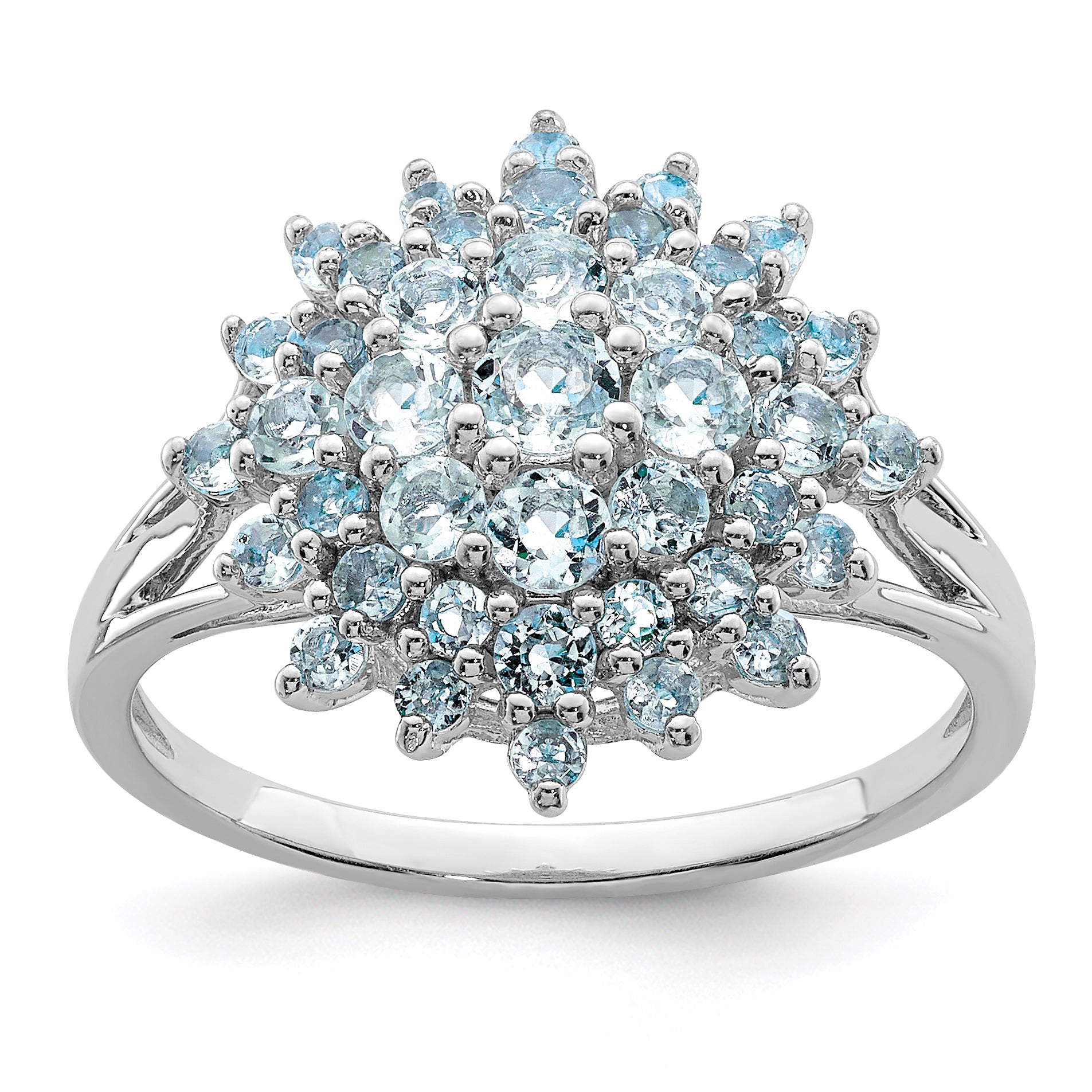 Sterling Silver Rhodium Aquamarine Ring Main image