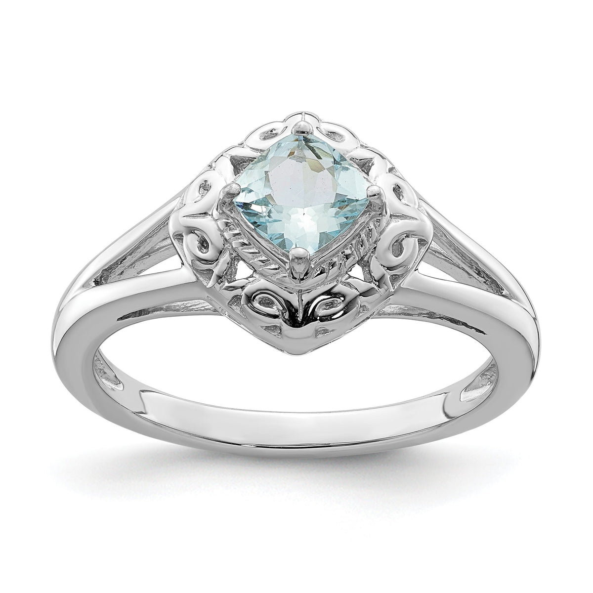 Square Aquamarine Ring in Sterling Silver, Size 6–9 - Sophia Jewelers Main image