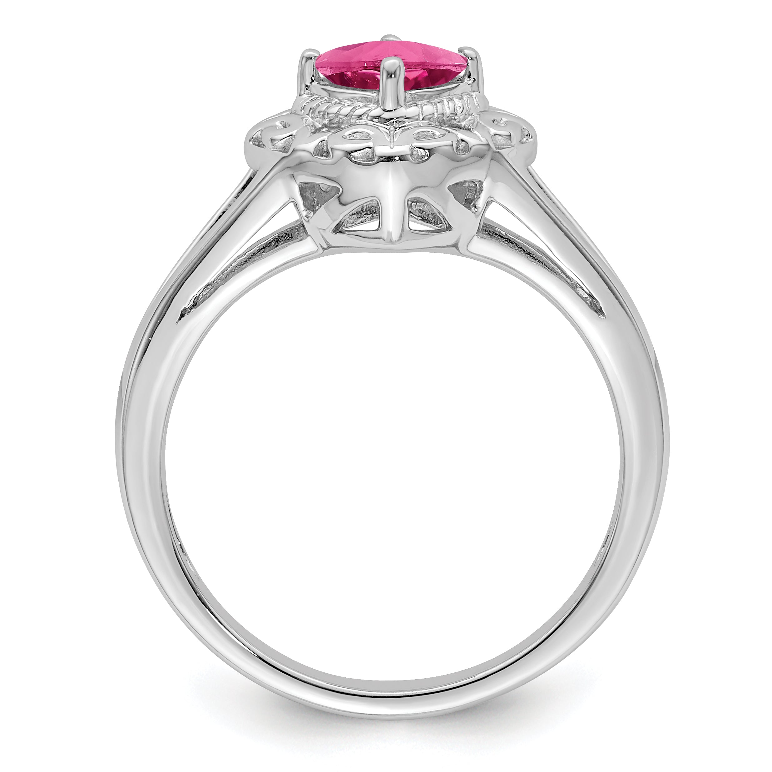 Sterling Silver Rhodium-plated Pink Tourmaline Ring