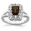 Sterling Silver Rhodium-Plated Diamond and Smoky Quartz Ring