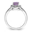 Sterling Silver Rhodium-Plated Diamond and Pink Quartz Ring