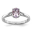 Sterling Silver Rhodium-Plated Diamond and Rose de France Ring