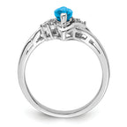 Sterling Silver Rhodium-Plated Diamond and Light Blue Topaz Ring