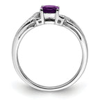 Sterling Silver Rhodium-Plated Amethyst Diamond Ring