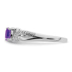 Sterling Silver Rhodium-Plated Amethyst Diamond Ring