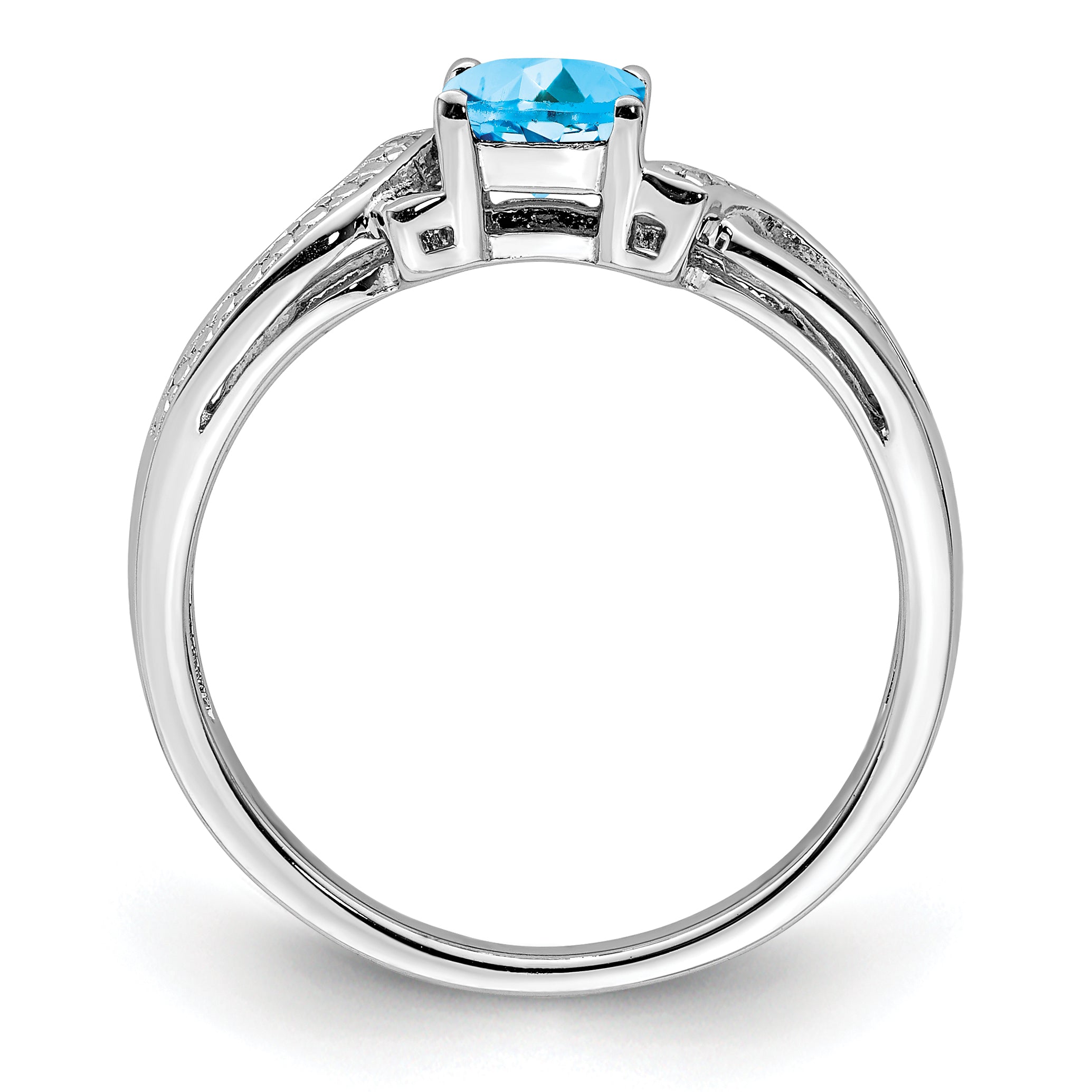 Sterling Silver Rhodium Light Swiss Blue Topaz & Diam. Ring Secondary image
