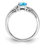 Sterling Silver Rhodium Light Swiss Blue Topaz & Diam. Ring