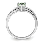 Sterling Silver Rhodium-Plated Green Quartz Diamond Ring