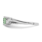 Sterling Silver Rhodium-Plated Green Quartz Diamond Ring
