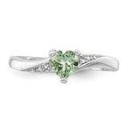 Sterling Silver Rhodium-Plated Green Quartz Diamond Ring