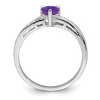 Sterling Silver Rhodium-Plated Amethyst Diamond Ring