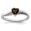 Sterling Silver Rhodium-Plated Smoky Quartz Diamond Ring