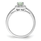 Sterling Silver Rhodium-Plated Green Quartz Diamond Ring