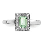 Sterling Silver Rhodium-Plated Green Quartz Diamond Ring