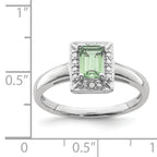 Sterling Silver Rhodium-Plated Green Quartz Diamond Ring