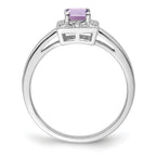 Sterling Silver Rhodium Pink Quartz Diam. Ring