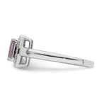 Sterling Silver Rhodium Pink Quartz Diam. Ring