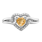 Sterling Silver Rhodium Whiskey Quartz Diam. Ring
