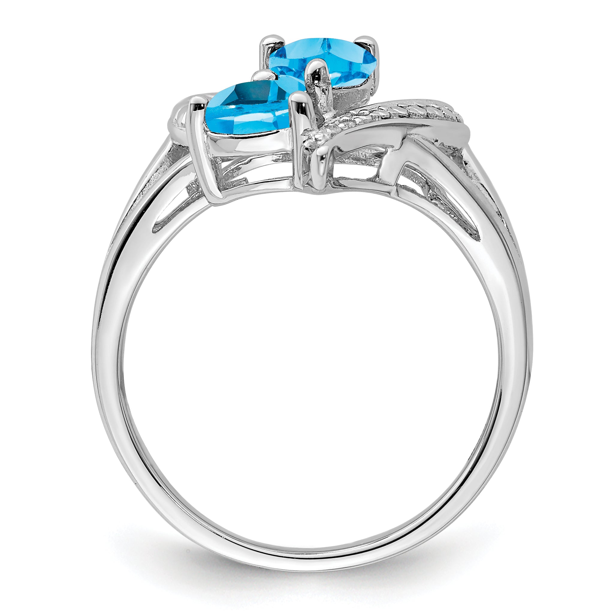 Sterling Silver Rhodium-Plated Blue Topaz Diamond Ring Secondary image