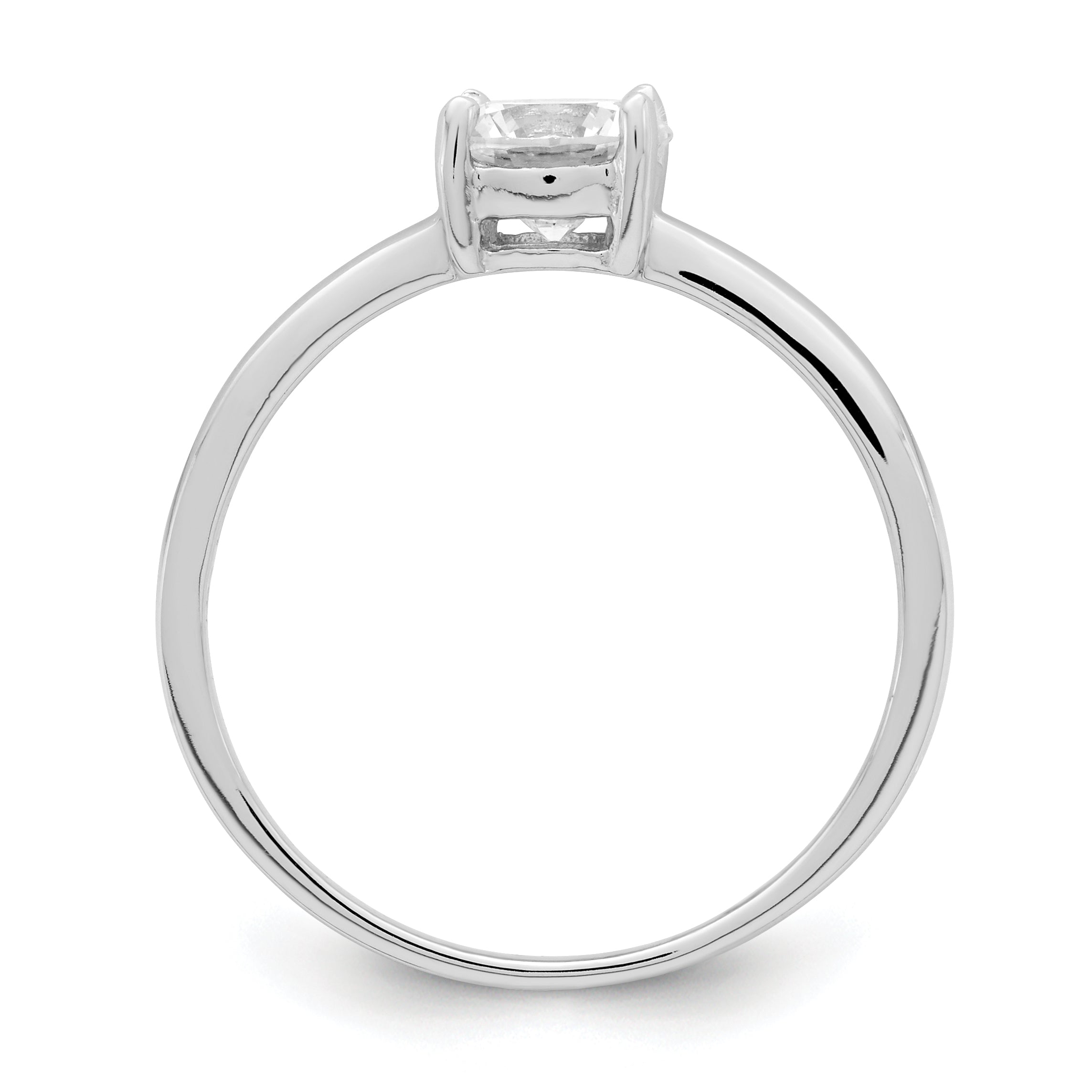 Sterling Silver Rhodium-plated Solitaire Round CZ Ring Secondary image