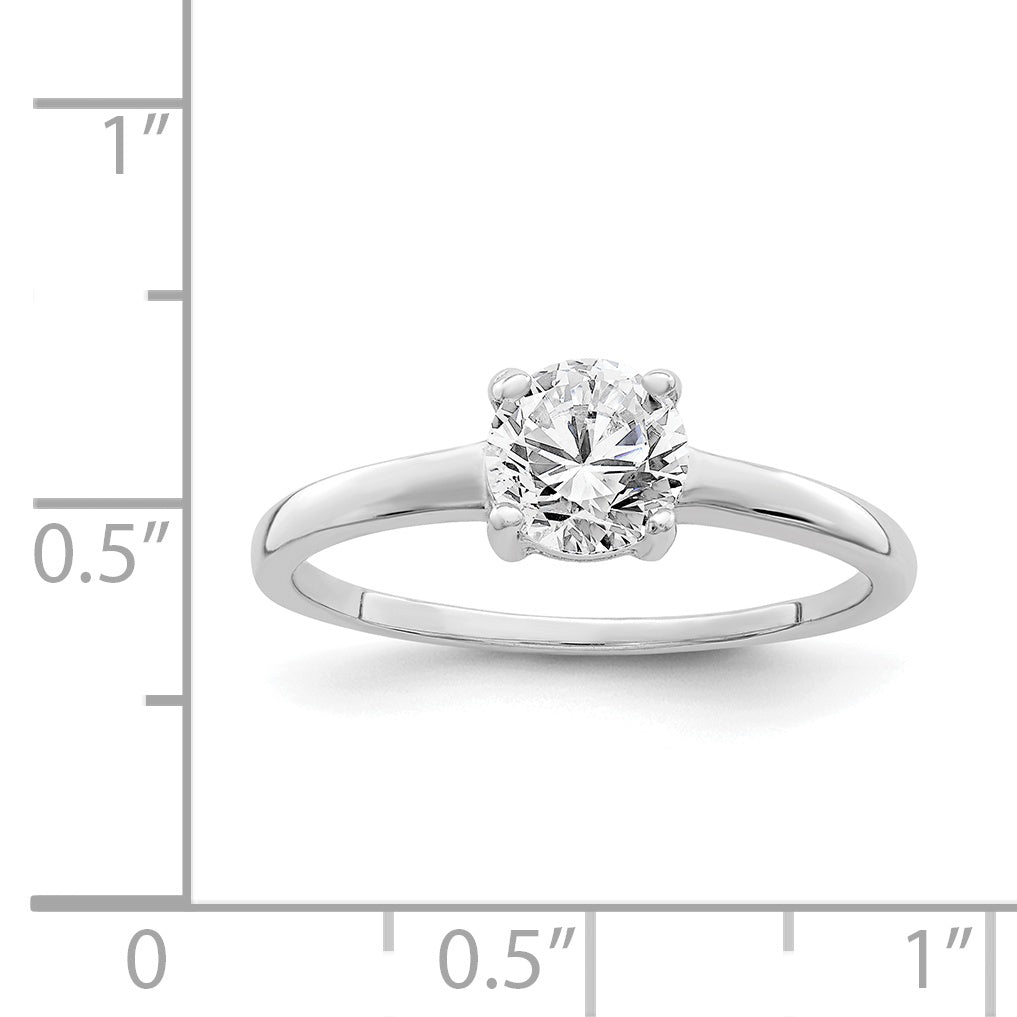 Sterling Silver Rhodium-plated Solitaire Round CZ Ring