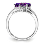 Sterling Silver Rhodium-plated Amethyst Diamond Ring