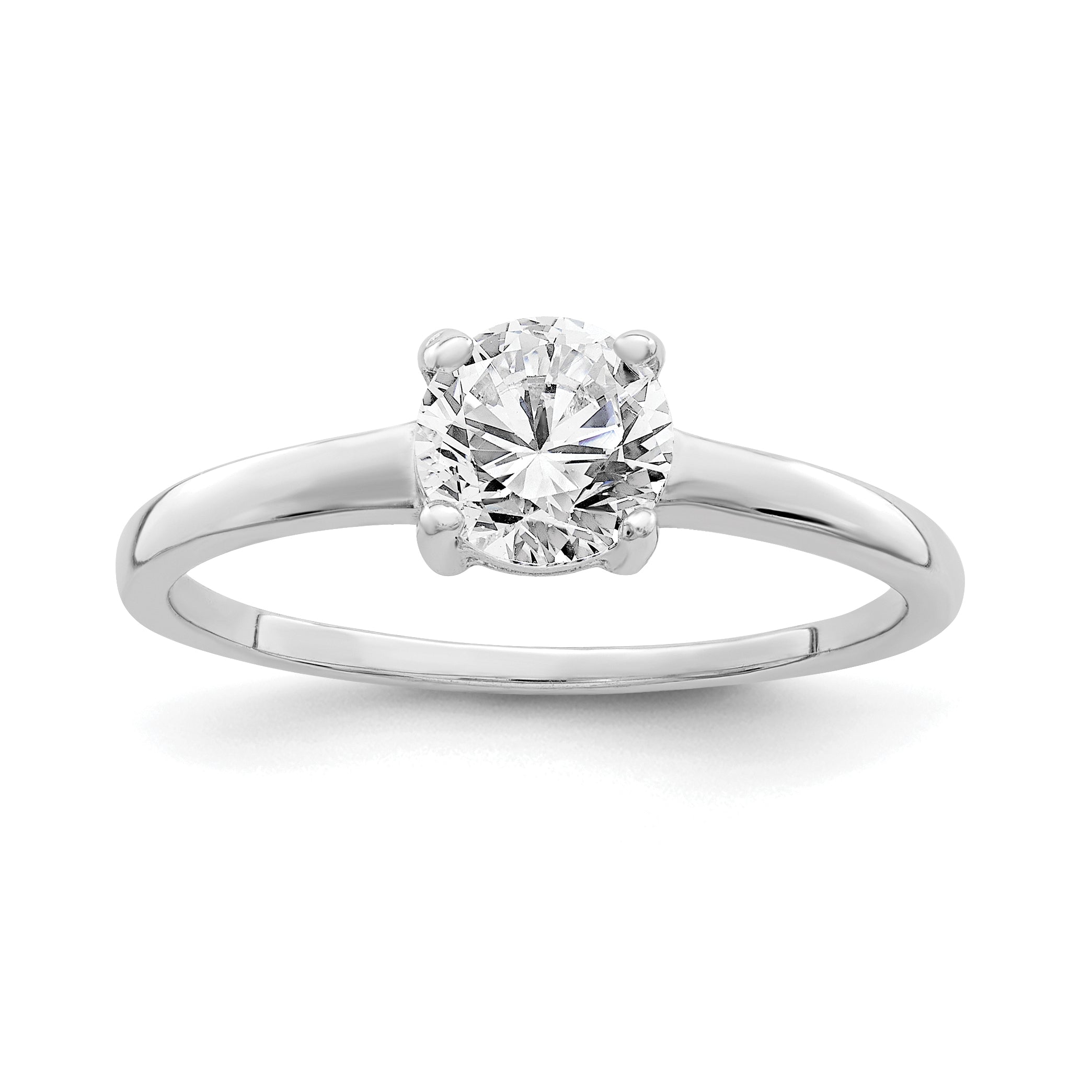 Sterling Silver Rhodium-plated Solitaire Round CZ Ring Main image