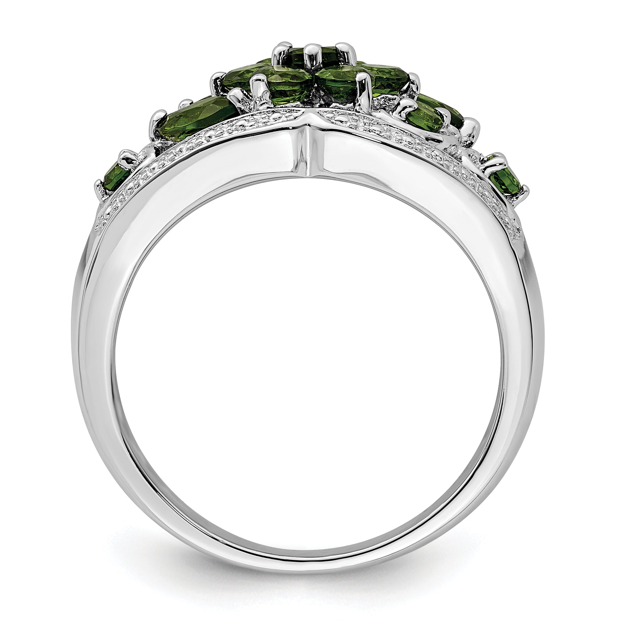 Sterling Silver Rhodium Chrome Diopside Ring